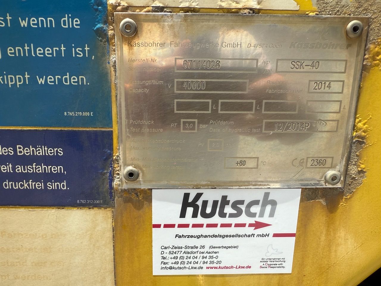 Fahrzeugabbildung Kässbohrer SSK 40 Lebensmittel-Kippsilo